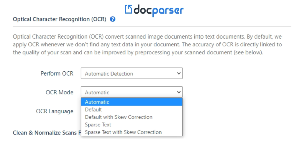 Docparser OCR features