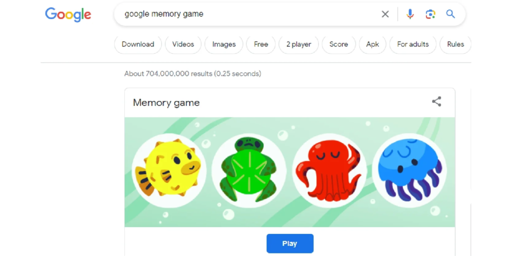 google memory games