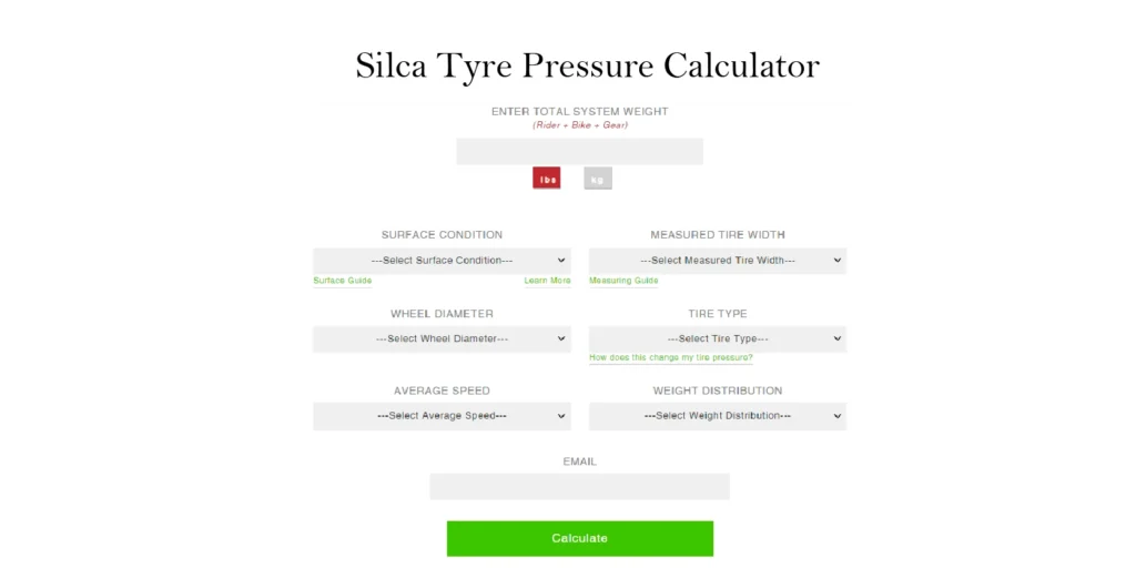 Silca Tyre Pressure Calculator