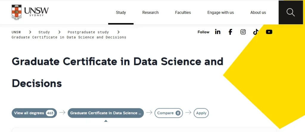 UNSW Sydney Graduate Certificate in Data Science and Decisions 