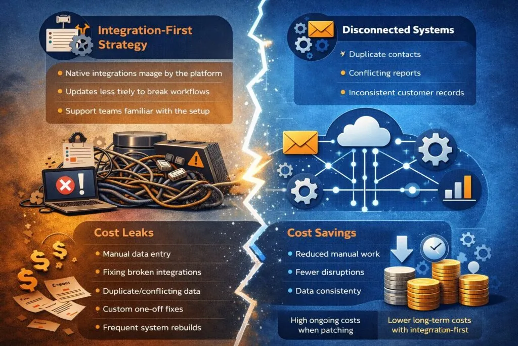 How Integration-First Thinking Reduces Long-Term IT Costs 2 Integration first strategy vs disconnected systems 1