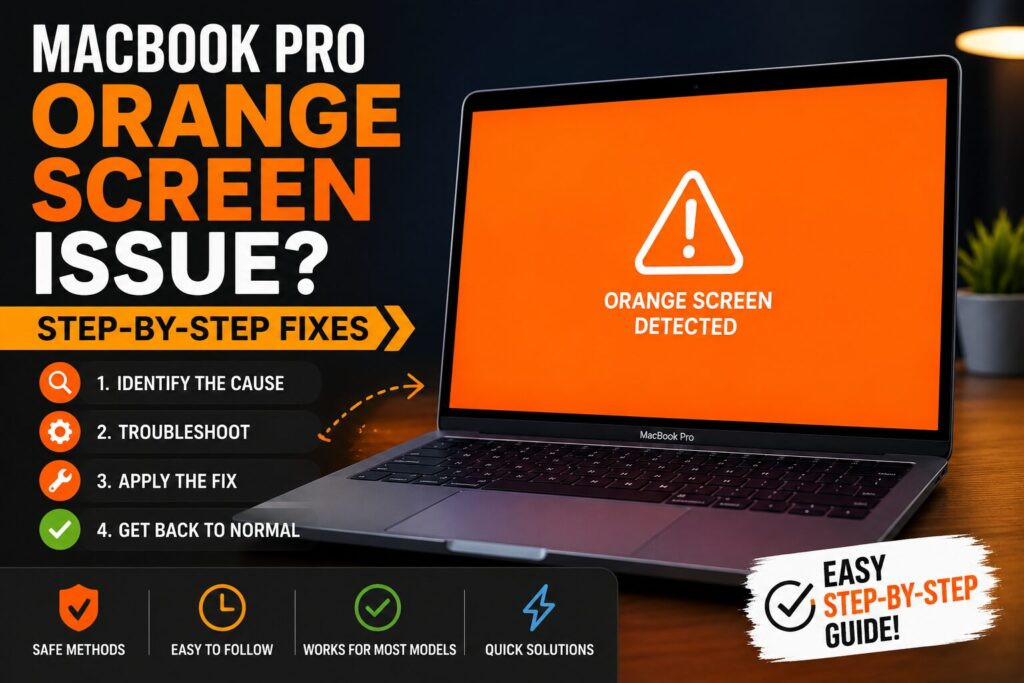 MacBook Pro Orange Screen Fix Guide: 9 Powerful Solutions That Work 4 macbook pro orange screen fixes and steps wirtten on screen