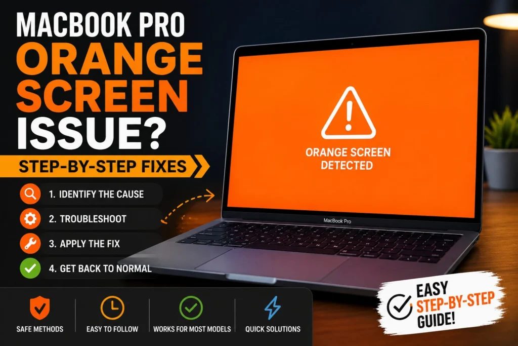 MacBook Pro Orange Screen Fix Guide: 9 Powerful Solutions That Work 4 macbook pro orange screen fixes and steps wirtten on screen