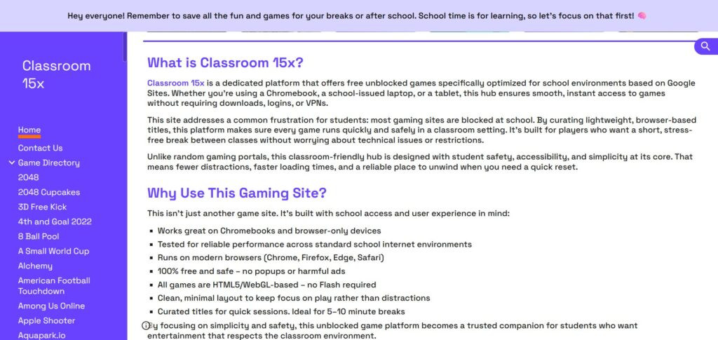 benefits written on screen for classroom 15x