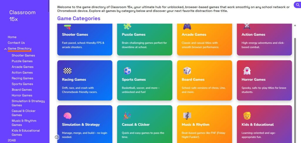 themed games display on screen classroom 15x