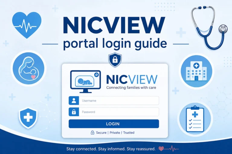 nicview portal in blue text