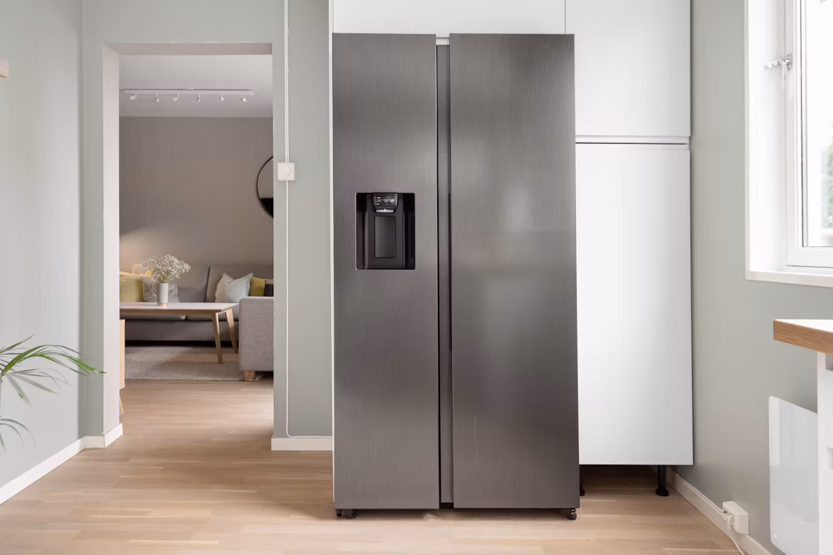 a refrigerator in kitchen
